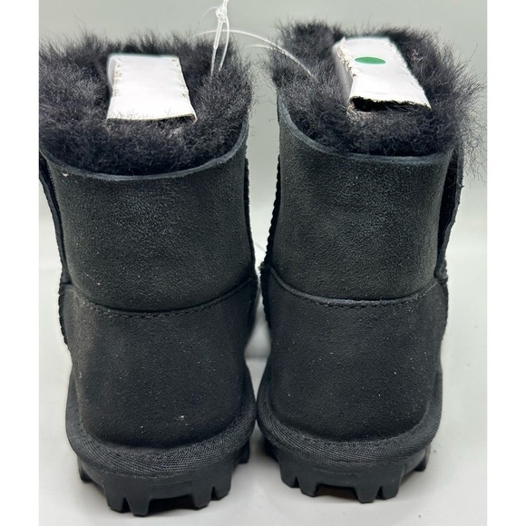 Kirkland Signature Kids Black Leather Shearling Boot Shoe 13 - Picture 4 of 7